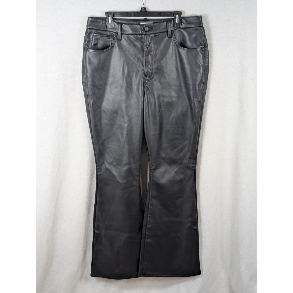 Good American Faux Leather High Rise Flared Pants Women's Size 15/34